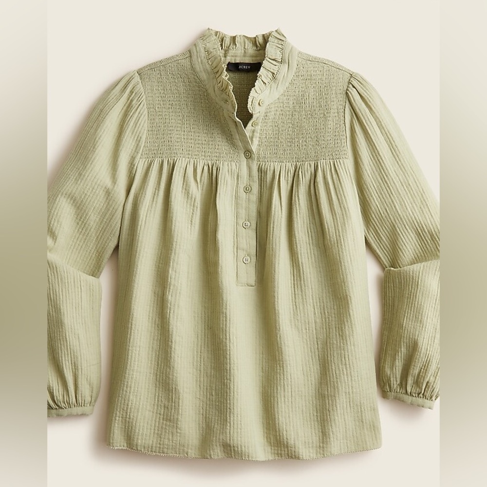 NWOT J. Crew Long Sleeve Soft Gauze Garden Top